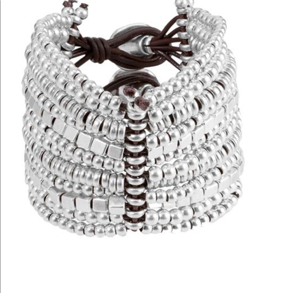 Uno de 50 leather and silver bracelet